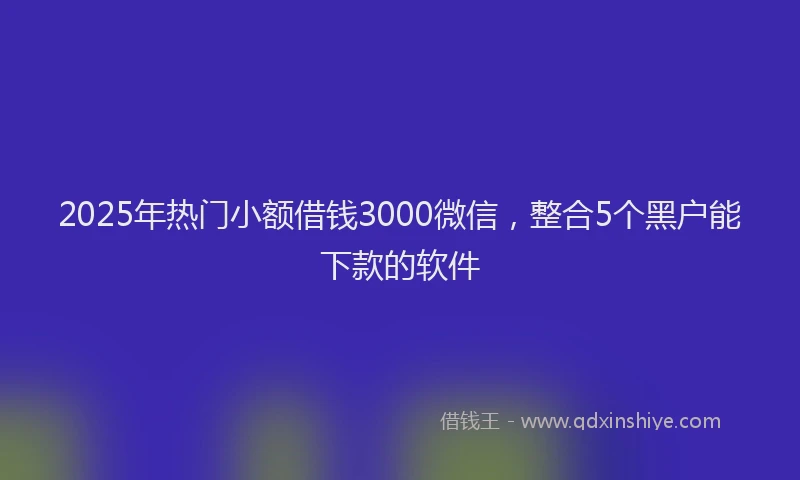 2025年热门小额借钱3000微信，整合5个黑户能下款的软件