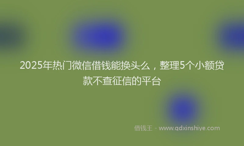 2025年热门微信借钱能换头么，整理5个小额贷款不查征信的平台