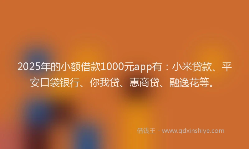 2025年的小额借款1000元app有：小米贷款、平安口袋银行、你我贷、惠商贷、融逸花等。