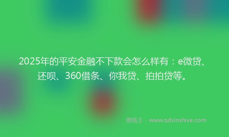 2025年的平安金融不下款会怎么样有：e微贷、还呗、360借条、你我贷、拍拍贷等。