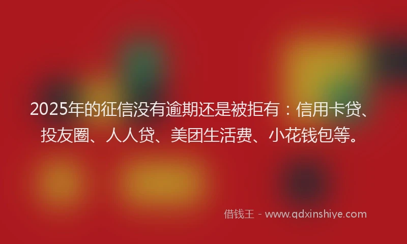 2025年的征信没有逾期还是被拒有：信用卡贷、投友圈、人人贷、美团生活费、小花钱包等。