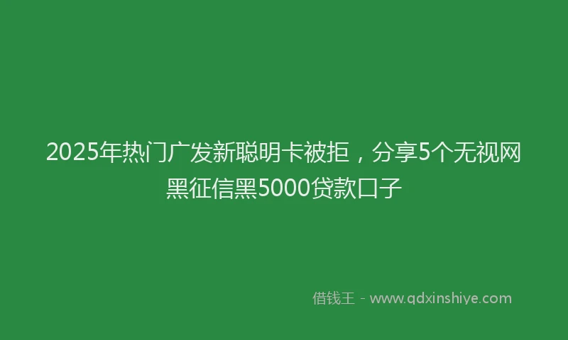 2025年热门广发新聪明卡被拒，分享5个无视网黑征信黑5000贷款口子