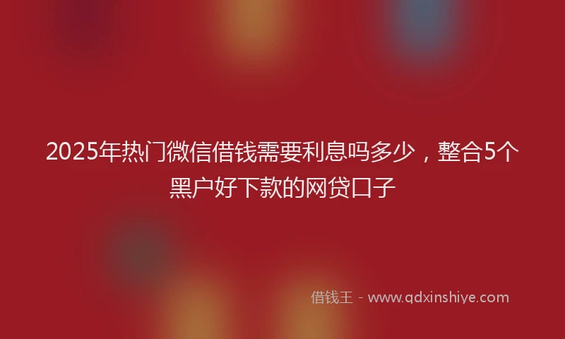 2025年热门微信借钱需要利息吗多少，整合5个黑户好下款的网贷口子