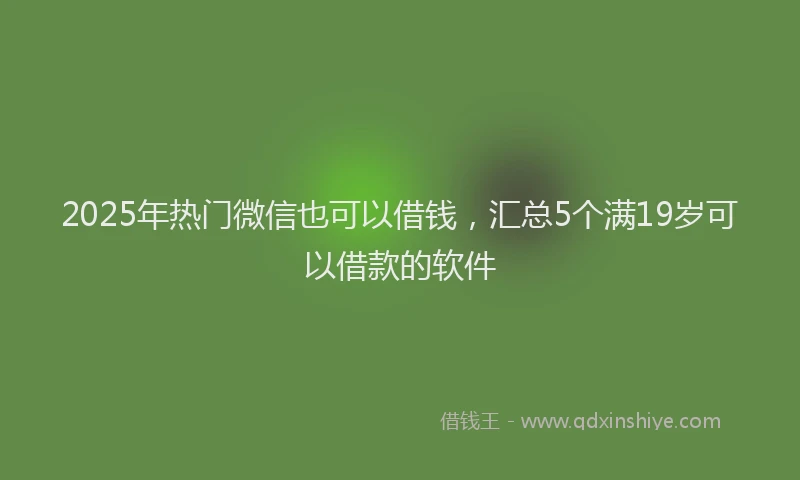 2025年热门微信也可以借钱，汇总5个满19岁可以借款的软件