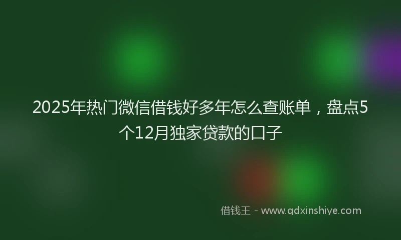 2025年热门微信借钱好多年怎么查账单，盘点5个12月独家贷款的口子