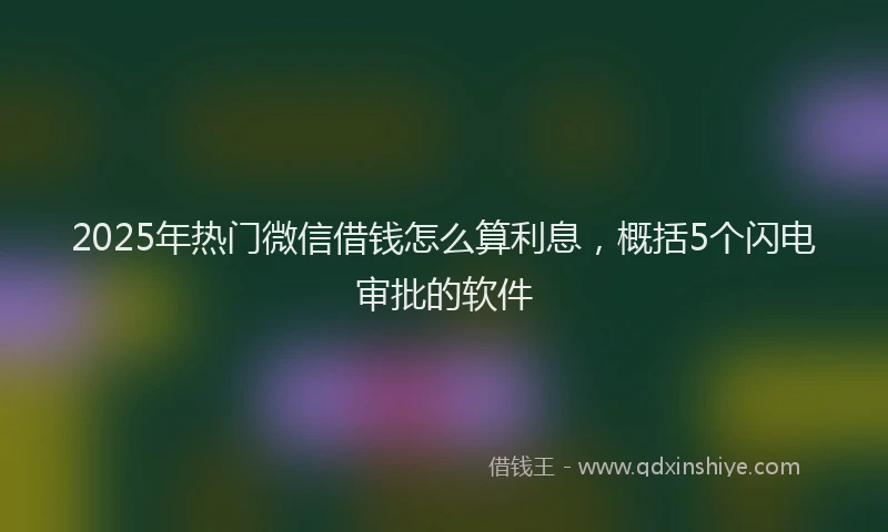 2025年热门微信借钱怎么算利息，概括5个闪电审批的软件