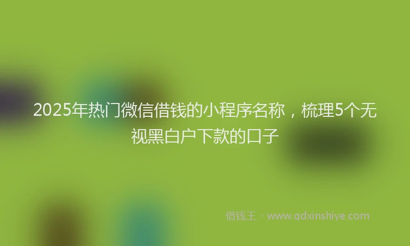 2025年热门微信借钱的小程序名称，梳理5个无视黑白户下款的口子