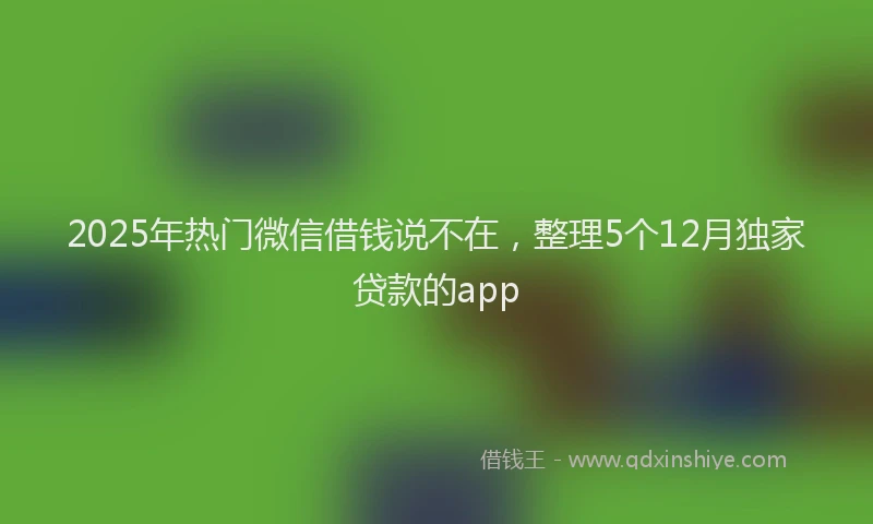 2025年热门微信借钱说不在，整理5个12月独家贷款的app