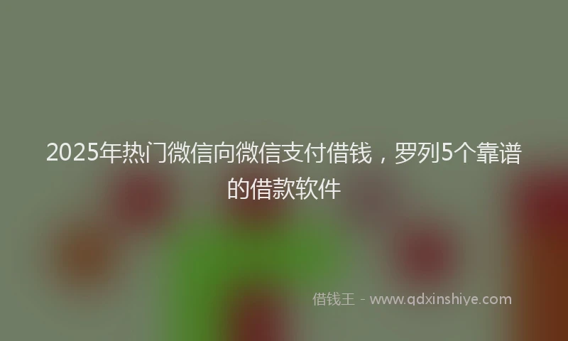2025年热门微信向微信支付借钱，罗列5个靠谱的借款软件