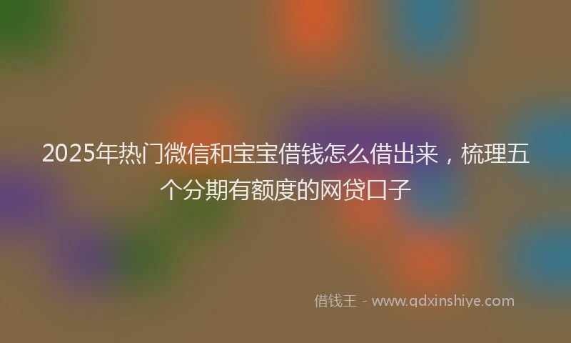 2025年热门微信和宝宝借钱怎么借出来，梳理五个分期有额度的网贷口子
