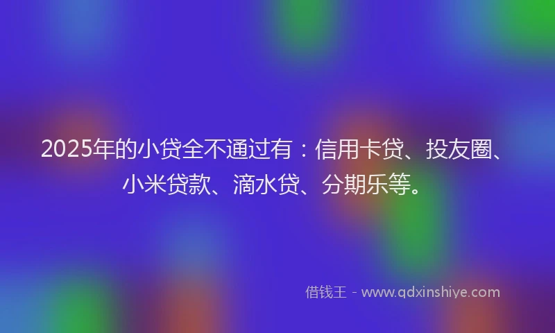 2025年的小贷全不通过有：信用卡贷、投友圈、小米贷款、滴水贷、分期乐等。