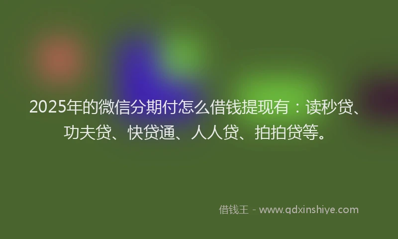 2025年的微信分期付怎么借钱提现有：读秒贷、功夫贷、快贷通、人人贷、拍拍贷等。