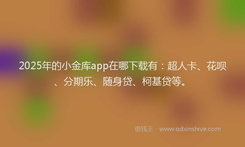 2025年的小金库app在哪下载有：超人卡、花呗、分期乐、随身贷、柯基贷等。