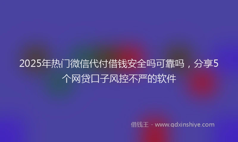 2025年热门微信代付借钱安全吗可靠吗，分享5个网贷口子风控不严的软件