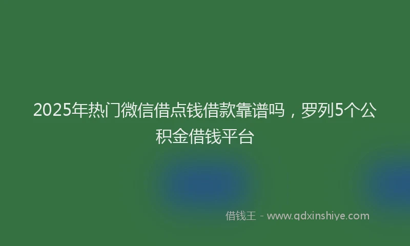 2025年热门微信借点钱借款靠谱吗，罗列5个公积金借钱平台