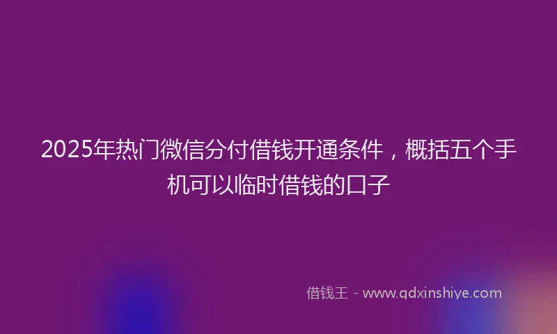 2025年热门微信分付借钱开通条件，概括五个手机可以临时借钱的口子
