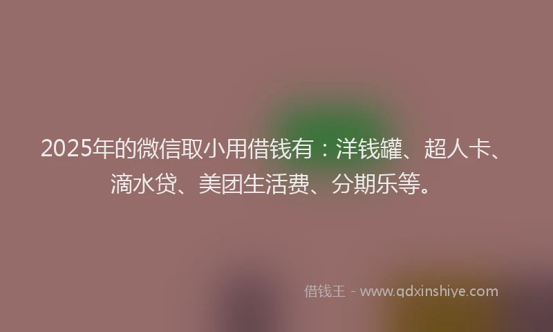 2025年的微信取小用借钱有：洋钱罐、超人卡、滴水贷、美团生活费、分期乐等。