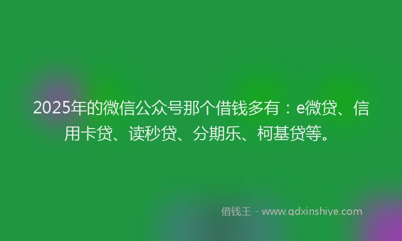 2025年的微信公众号那个借钱多有：e微贷、信用卡贷、读秒贷、分期乐、柯基贷等。