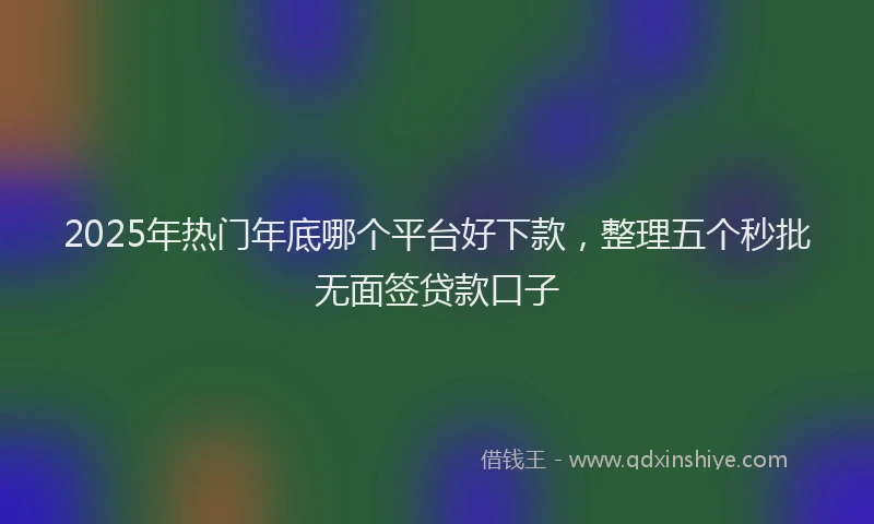 2025年热门年底哪个平台好下款，整理五个秒批无面签贷款口子