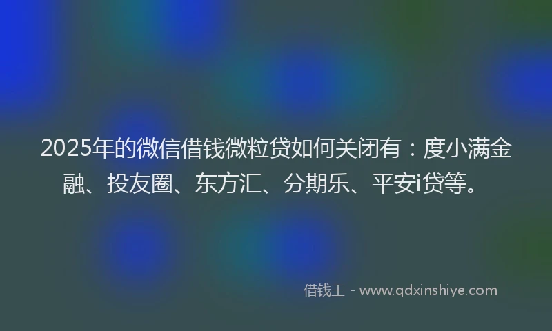 2025年的微信借钱微粒贷如何关闭有：度小满金融、投友圈、东方汇、分期乐、平安i贷等。