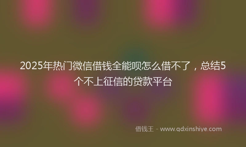 2025年热门微信借钱全能呗怎么借不了，总结5个不上征信的贷款平台