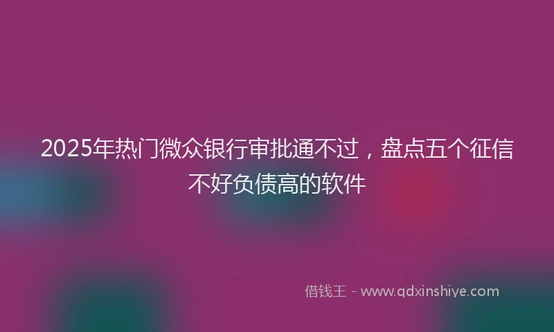 2025年热门微众银行审批通不过，盘点五个征信不好负债高的软件