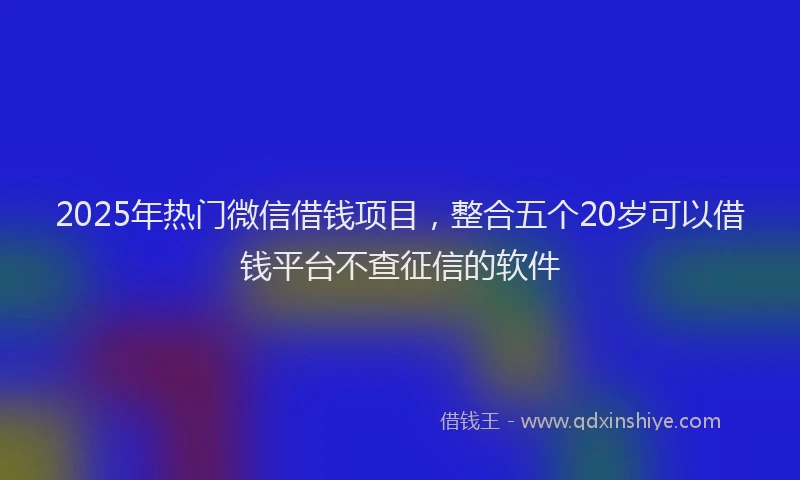 2025年热门微信借钱项目，整合五个20岁可以借钱平台不查征信的软件