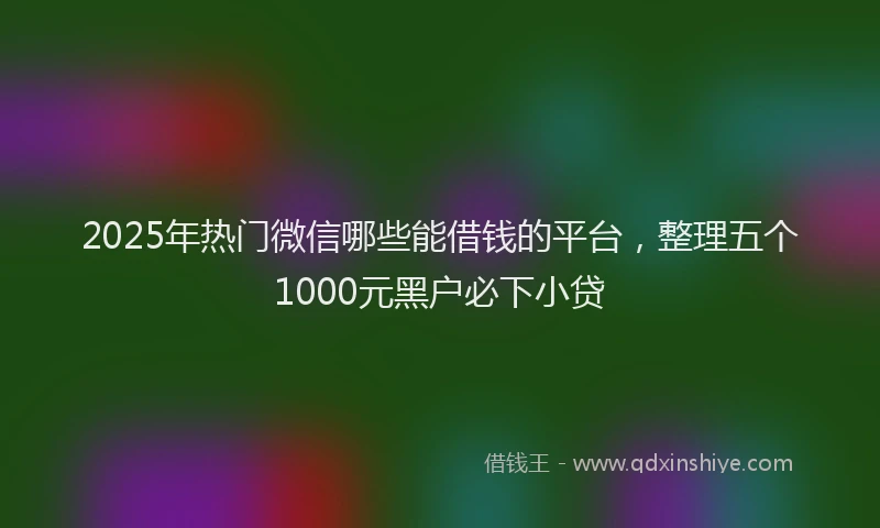 2025年热门微信哪些能借钱的平台，整理五个1000元黑户必下小贷