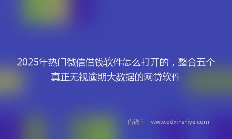 2025年热门微信借钱软件怎么打开的，整合五个真正无视逾期大数据的网贷软件