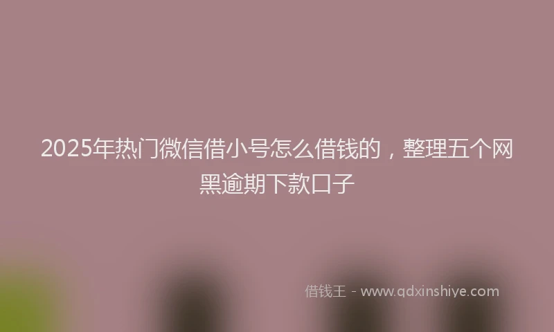 2025年热门微信借小号怎么借钱的，整理五个网黑逾期下款口子