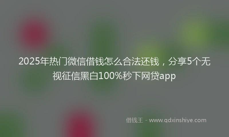 2025年热门微信借钱怎么合法还钱，分享5个无视征信黑白100%秒下网贷app