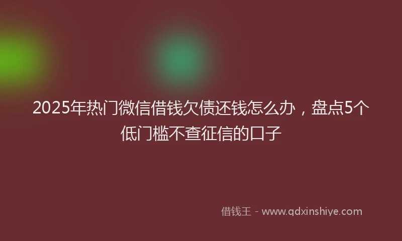 2025年热门微信借钱欠债还钱怎么办，盘点5个低门槛不查征信的口子