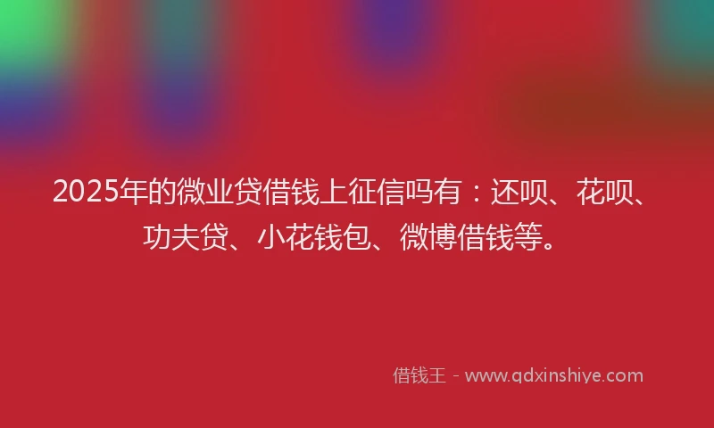 2025年的微业贷借钱上征信吗有：还呗、花呗、功夫贷、小花钱包、微博借钱等。