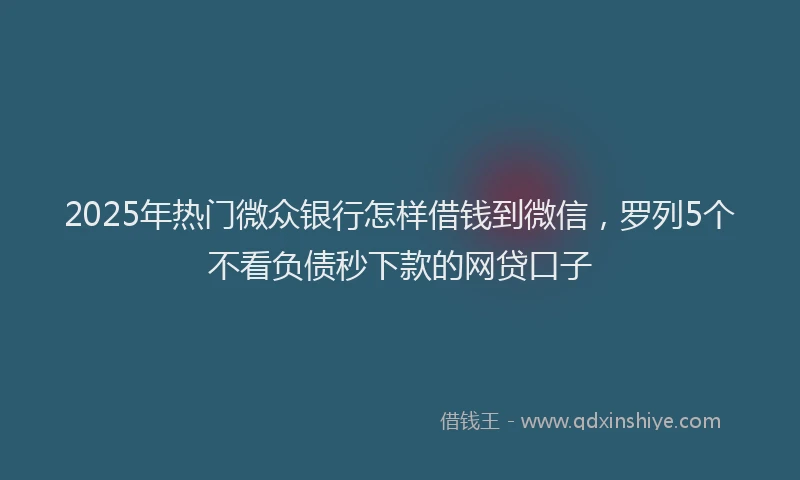 2025年热门微众银行怎样借钱到微信，罗列5个不看负债秒下款的网贷口子