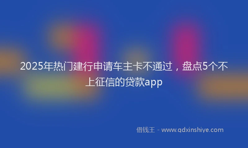 2025年热门建行申请车主卡不通过，盘点5个不上征信的贷款app