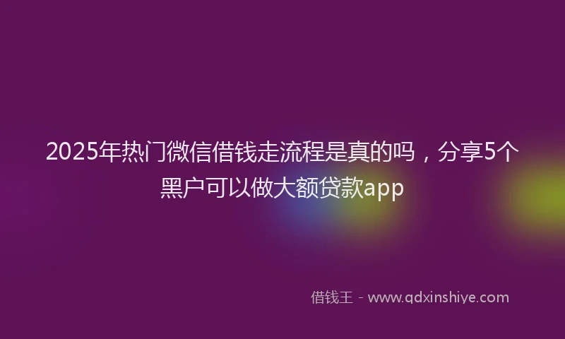 2025年热门微信借钱走流程是真的吗，分享5个黑户可以做大额贷款app