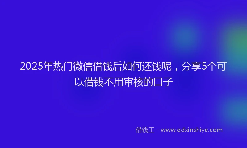 2025年热门微信借钱后如何还钱呢，分享5个可以借钱不用审核的口子