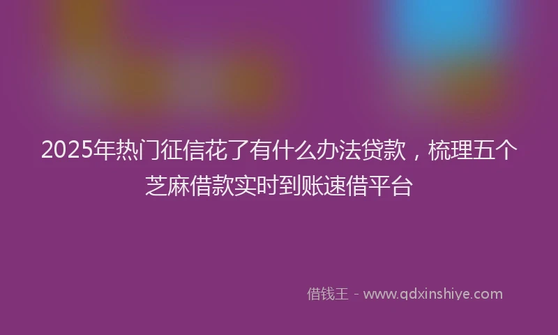 2025年热门征信花了有什么办法贷款，梳理五个芝麻借款实时到账速借平台