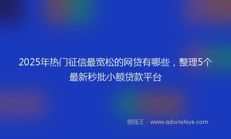 2025年热门征信最宽松的网贷有哪些，整理5个最新秒批小额贷款平台