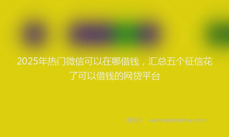 2025年热门微信可以在哪借钱，汇总五个征信花了可以借钱的网贷平台