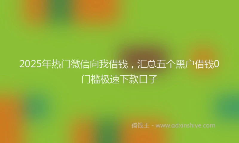 2025年热门微信向我借钱，汇总五个黑户借钱0门槛极速下款口子