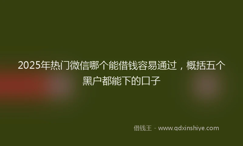 2025年热门微信哪个能借钱容易通过，概括五个黑户都能下的口子