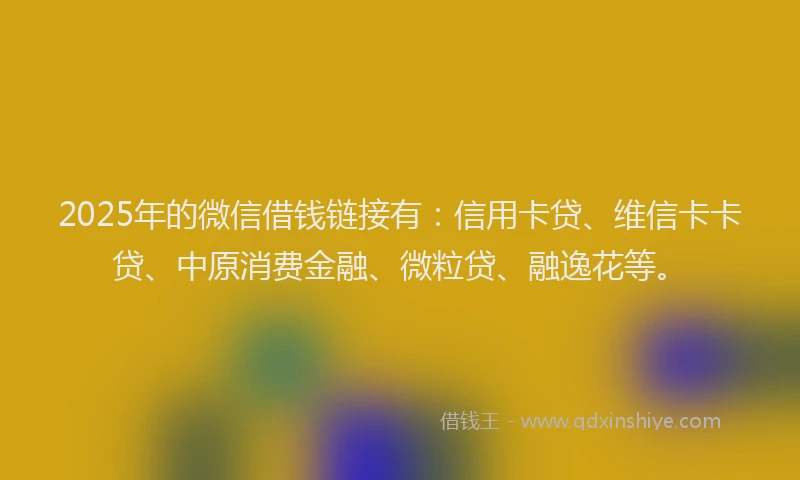 2025年的微信借钱链接有：信用卡贷、维信卡卡贷、中原消费金融、微粒贷、融逸花等。