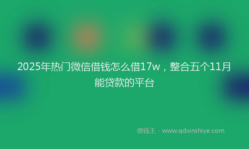 2025年热门微信借钱怎么借17w，整合五个11月能贷款的平台