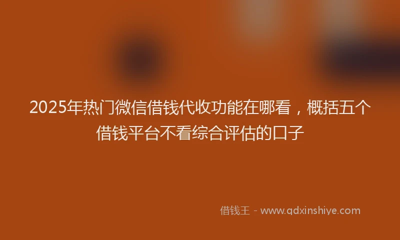 2025年热门微信借钱代收功能在哪看，概括五个借钱平台不看综合评估的口子
