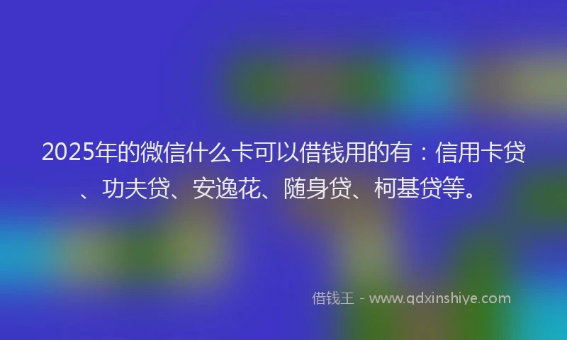 2025年的微信什么卡可以借钱用的有：信用卡贷、功夫贷、安逸花、随身贷、柯基贷等。