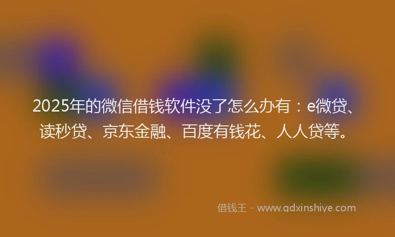 2025年的微信借钱软件没了怎么办有：e微贷、读秒贷、京东金融、百度有钱花、人人贷等。