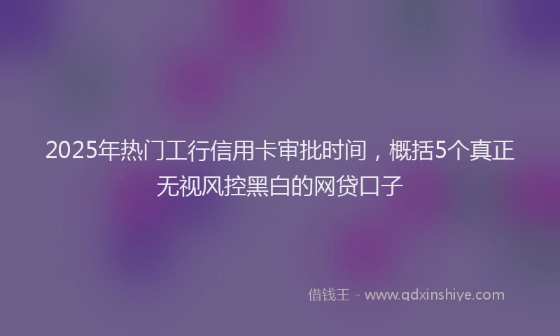 2025年热门工行信用卡审批时间，概括5个真正无视风控黑白的网贷口子