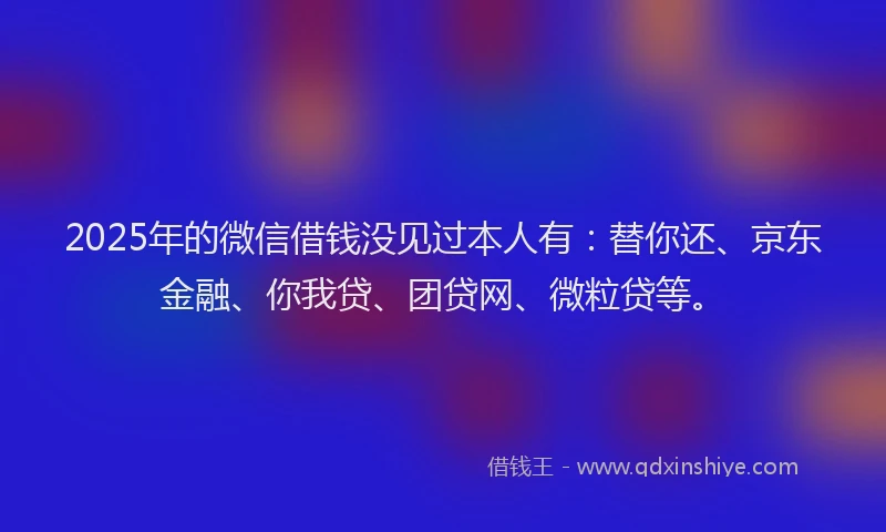 2025年的微信借钱没见过本人有：替你还、京东金融、你我贷、团贷网、微粒贷等。