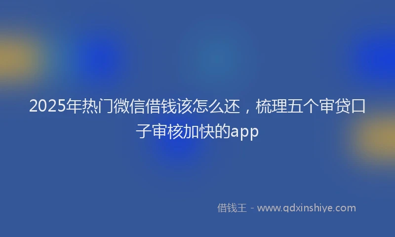 2025年热门微信借钱该怎么还，梳理五个审贷口子审核加快的app